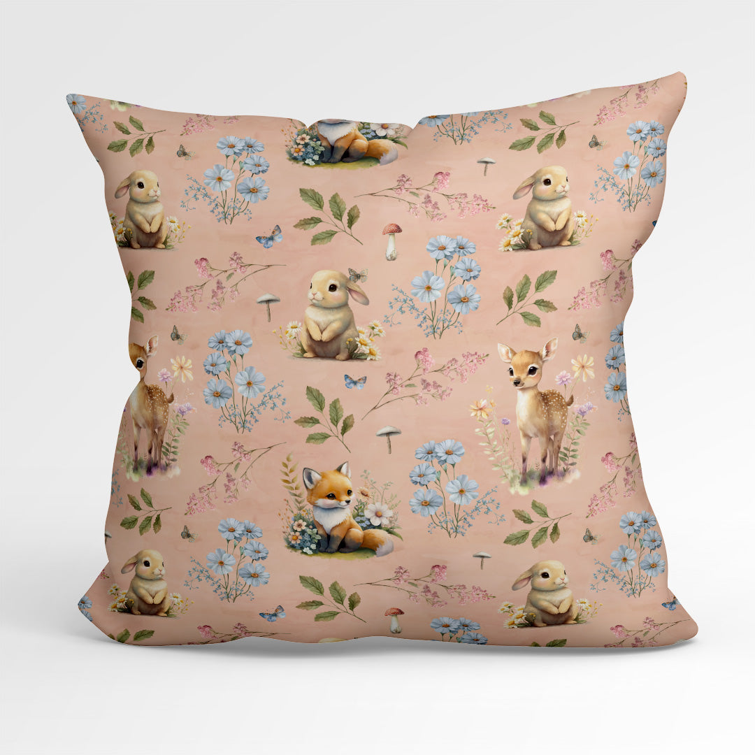 Woodland Animals Pink Fabric