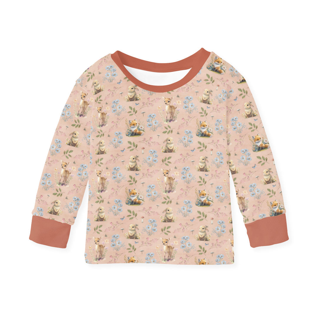 Woodland Animals Pink Fabric