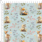 Woodland Animals Blue Fabric