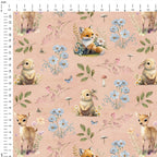 Woodland Animals Pink Fabric