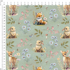 Woodland Animals Sage Fabric