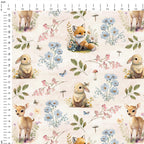 Woodland Animals Cream Fabric