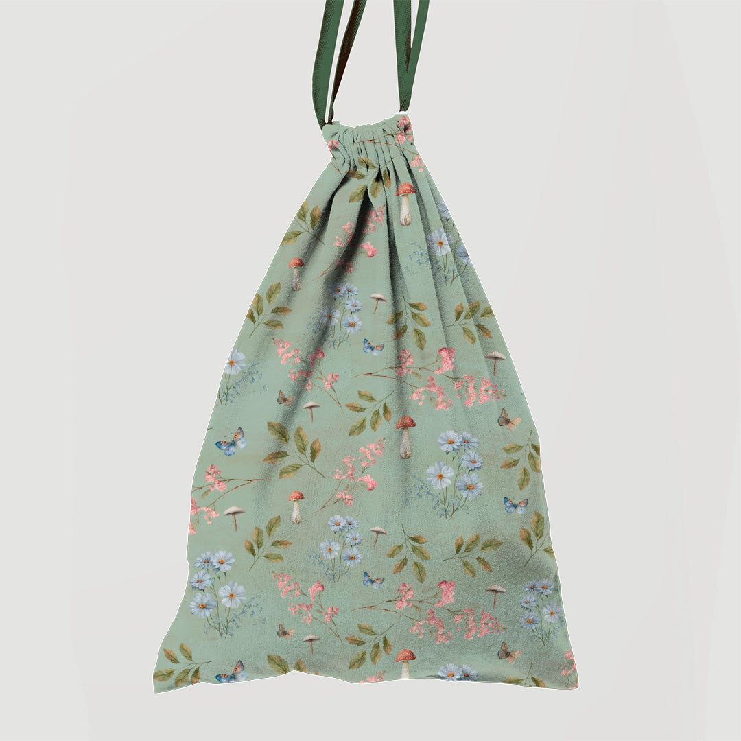 Woodland Flowers Sage Fabric