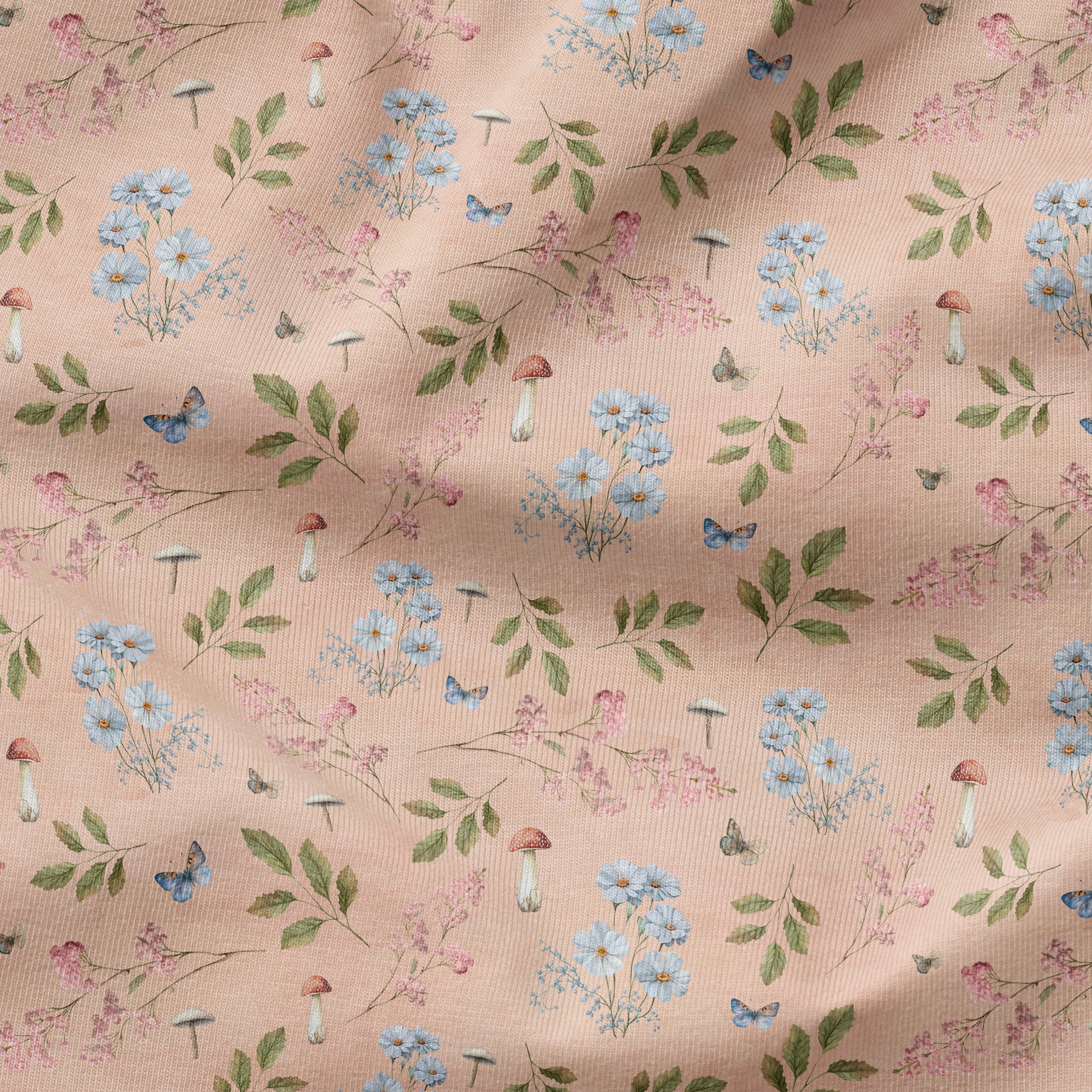 Woodland Flowers Pink Fabric