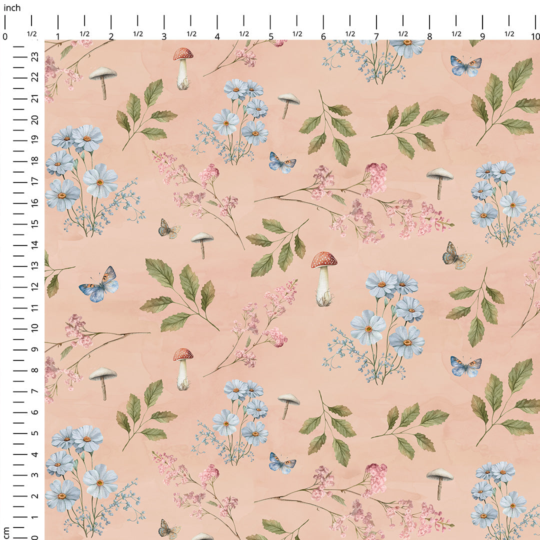 Woodland Flowers Pink Fabric