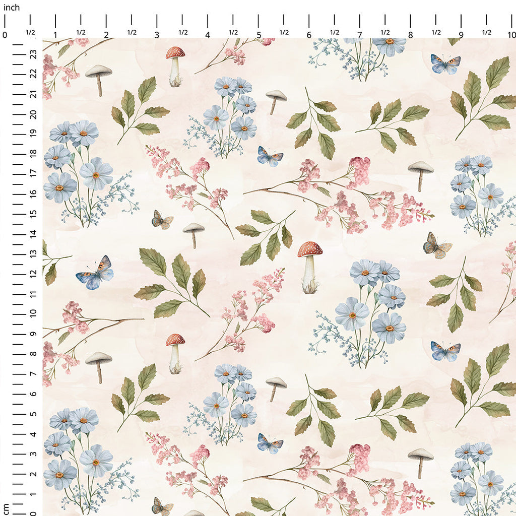 Woodland Flowers Sage Fabric