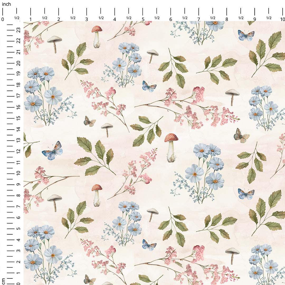 Woodland Flowers Sage Fabric