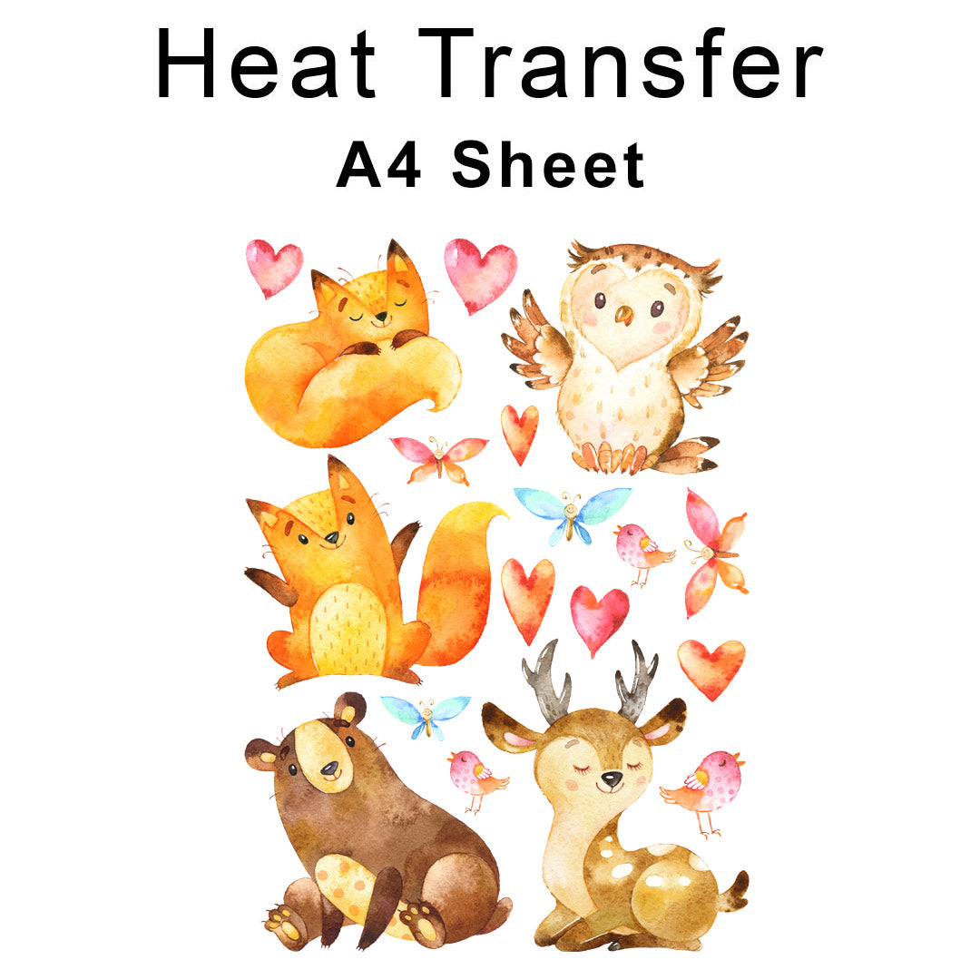 Woodland Animals A4 Mix Iron on fabric heat transfer DTF-158