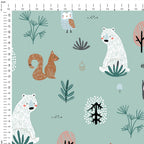 Woodland Animals Mint Fabric