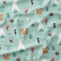 Woodland Animals Mint Fabric