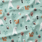 Woodland Animals Mint Fabric