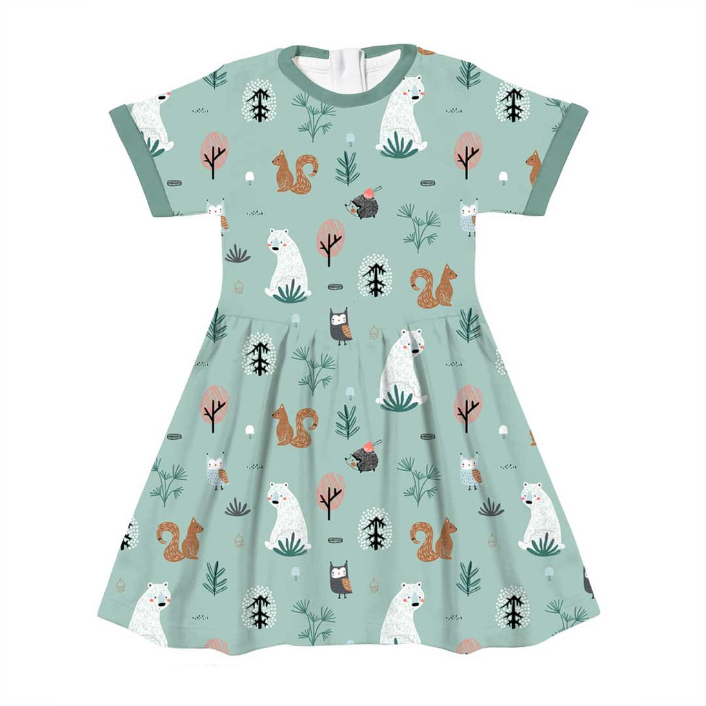 Woodland Animals Mint Fabric