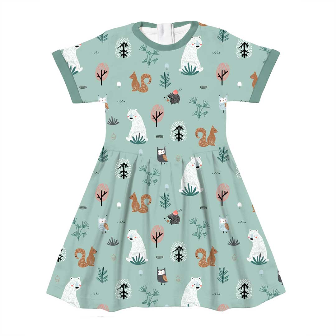 Woodland Animals Mint Fabric