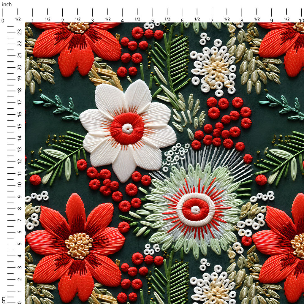Yuletide Bouquet Embroidery Fabric