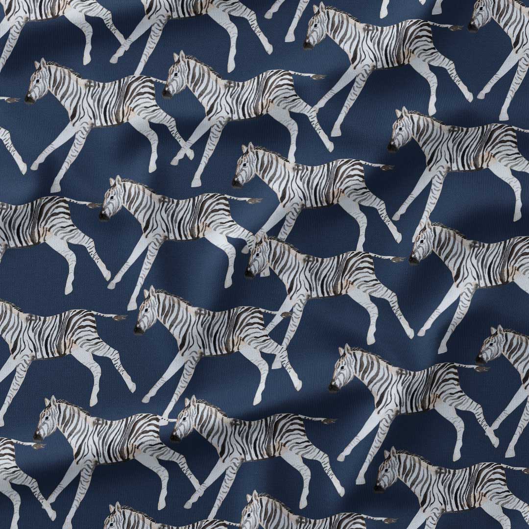 Zebra Blue Fabric