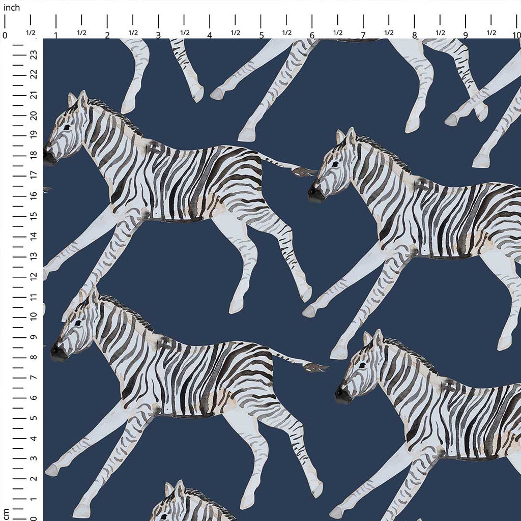 Zebra Blue Fabric