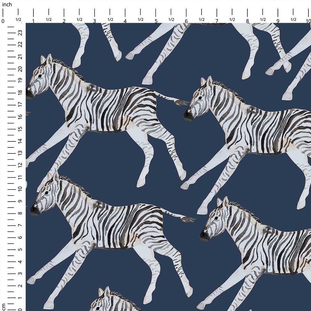 Zebra Blue Fabric