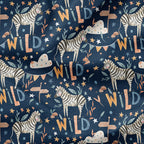 Zebra Party Navy Fabric