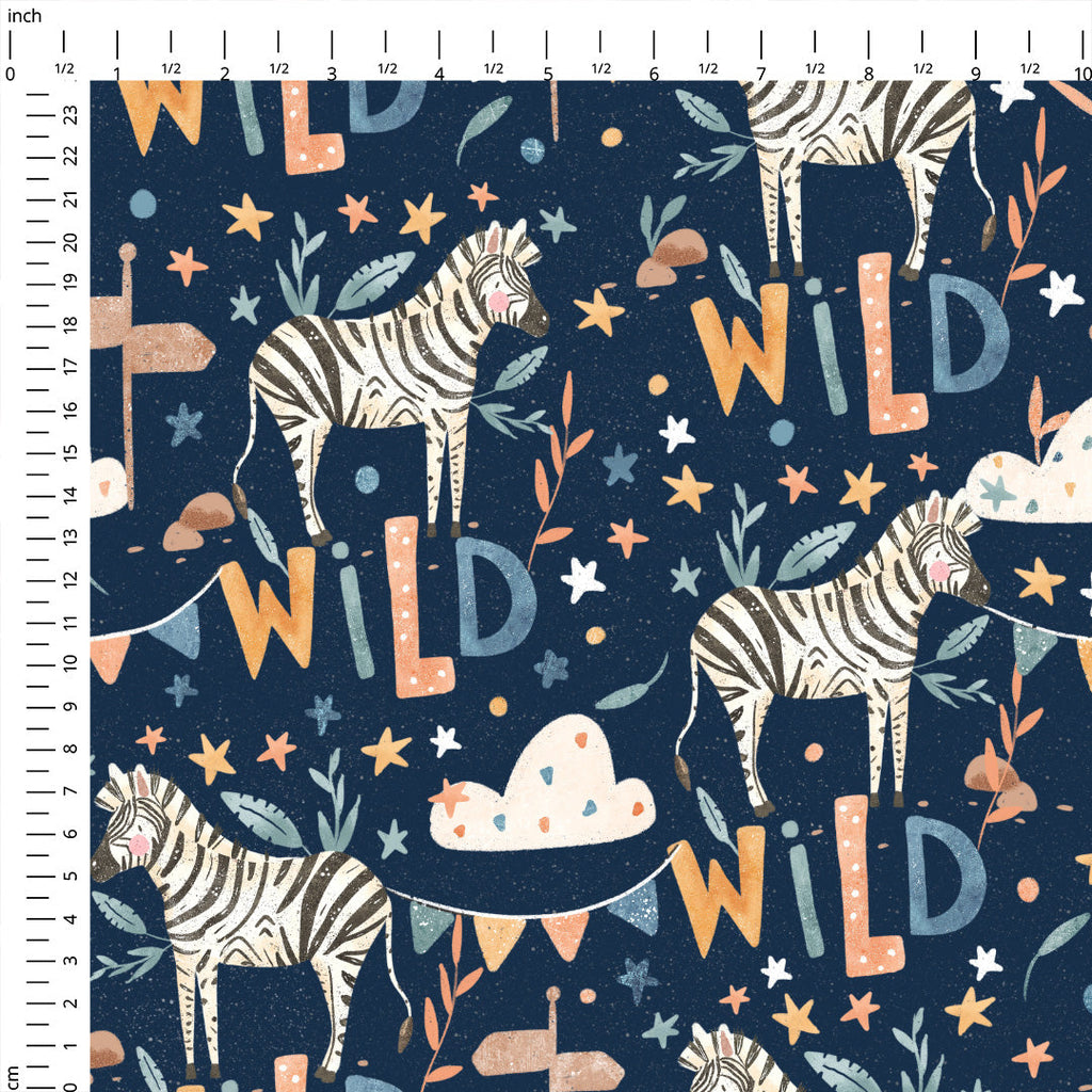 Zebra Party Navy Fabric