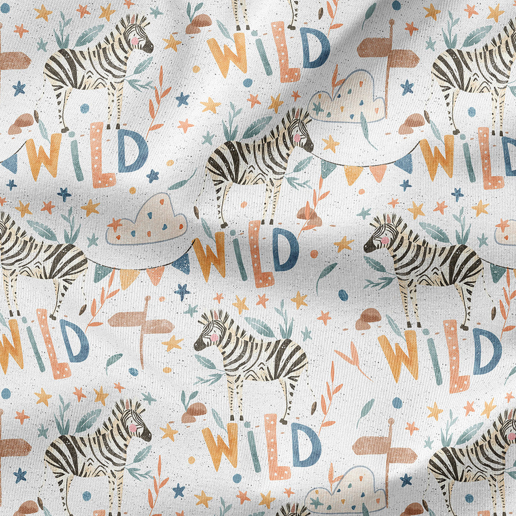 Zebra Party White Fabric