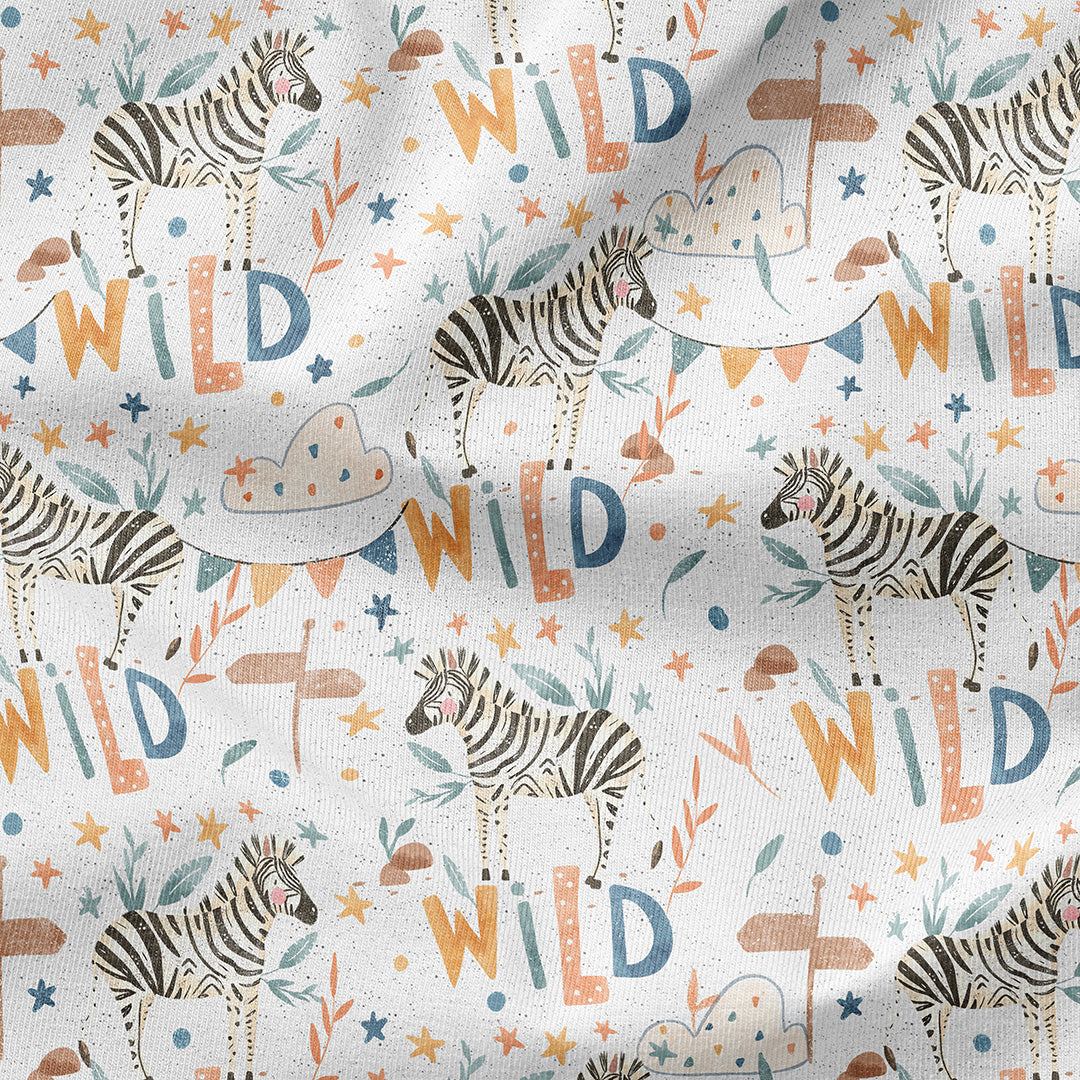 Zebra Party White Fabric