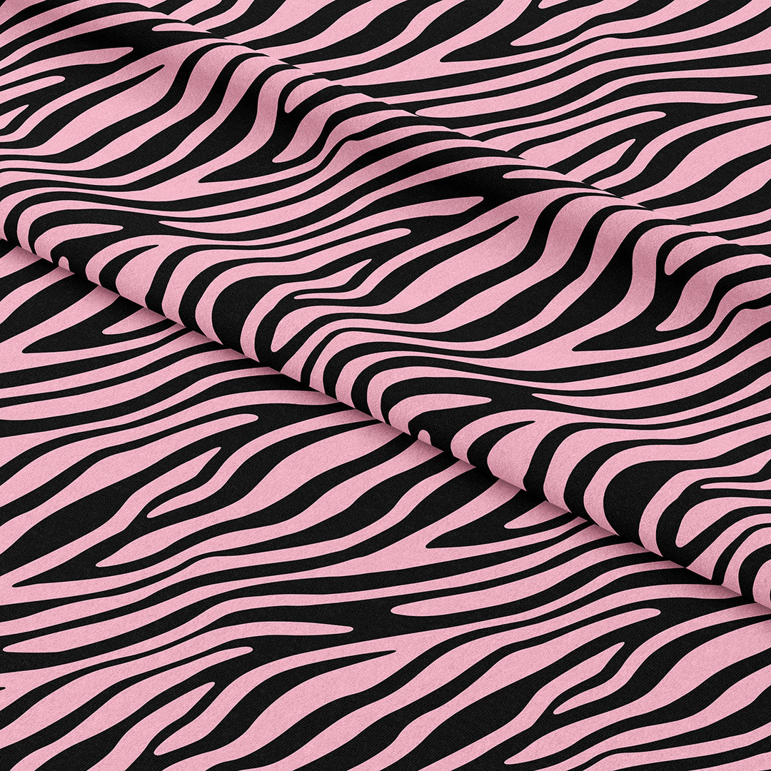 Zebra Pink and Black Animal Print fabric for Clothing, Upholstery