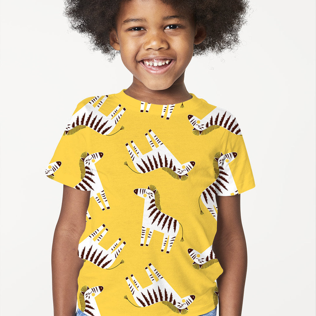 Zebra on Yellow Fabric