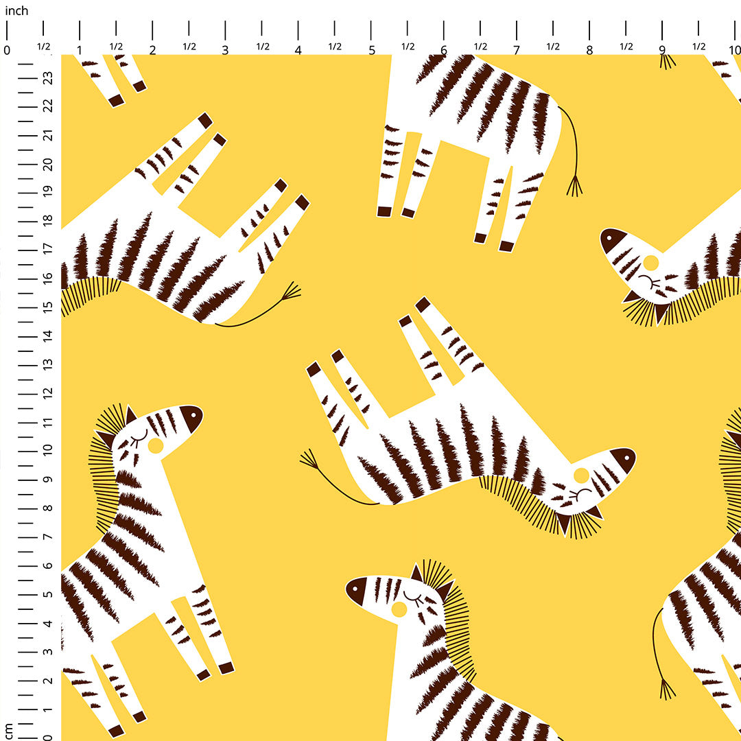 Zebra on Yellow Fabric