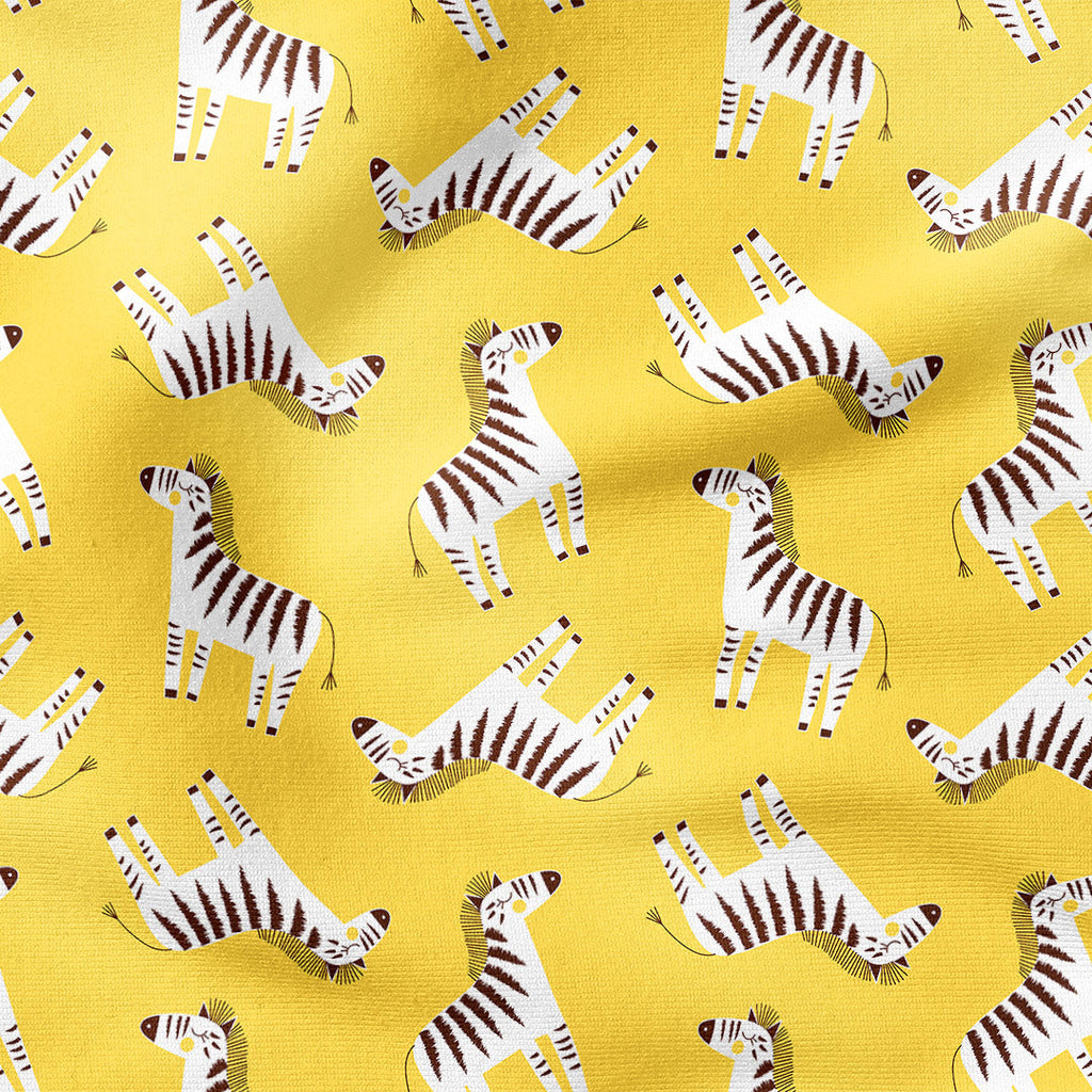 Zebra on Yellow Fabric