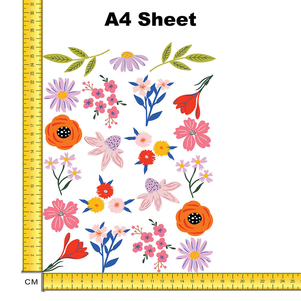 Spring Flowers Set A4 Mix Iron on fabric heat transfer DTF-122