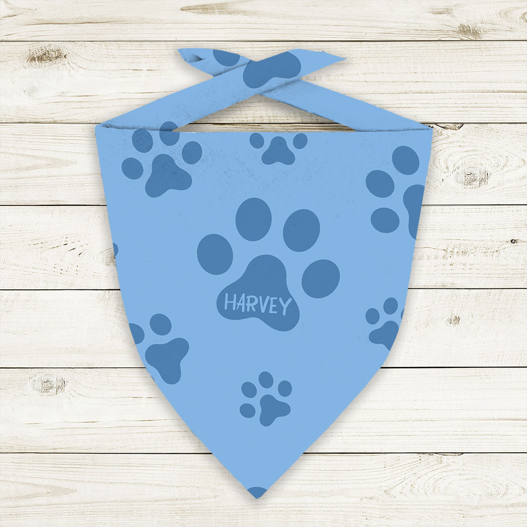 Personalised Paw Prints Blue Fabric