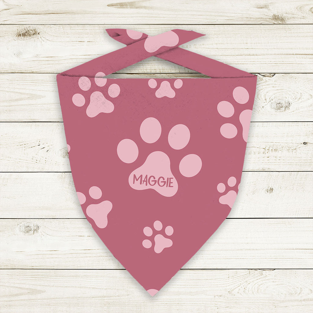 Personalised Paw Prints Pink Fabric
