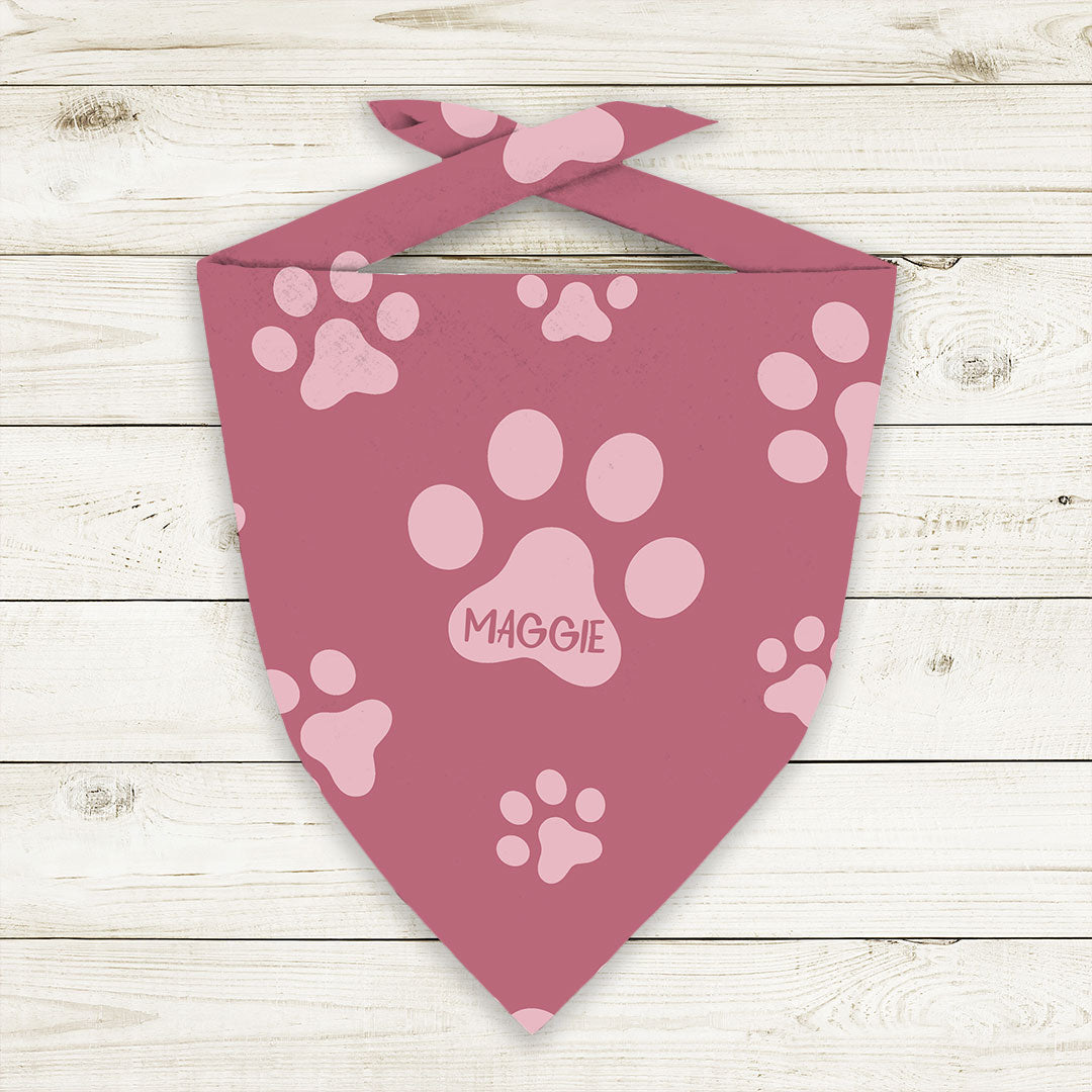 Personalised Paw Prints Pink Fabric