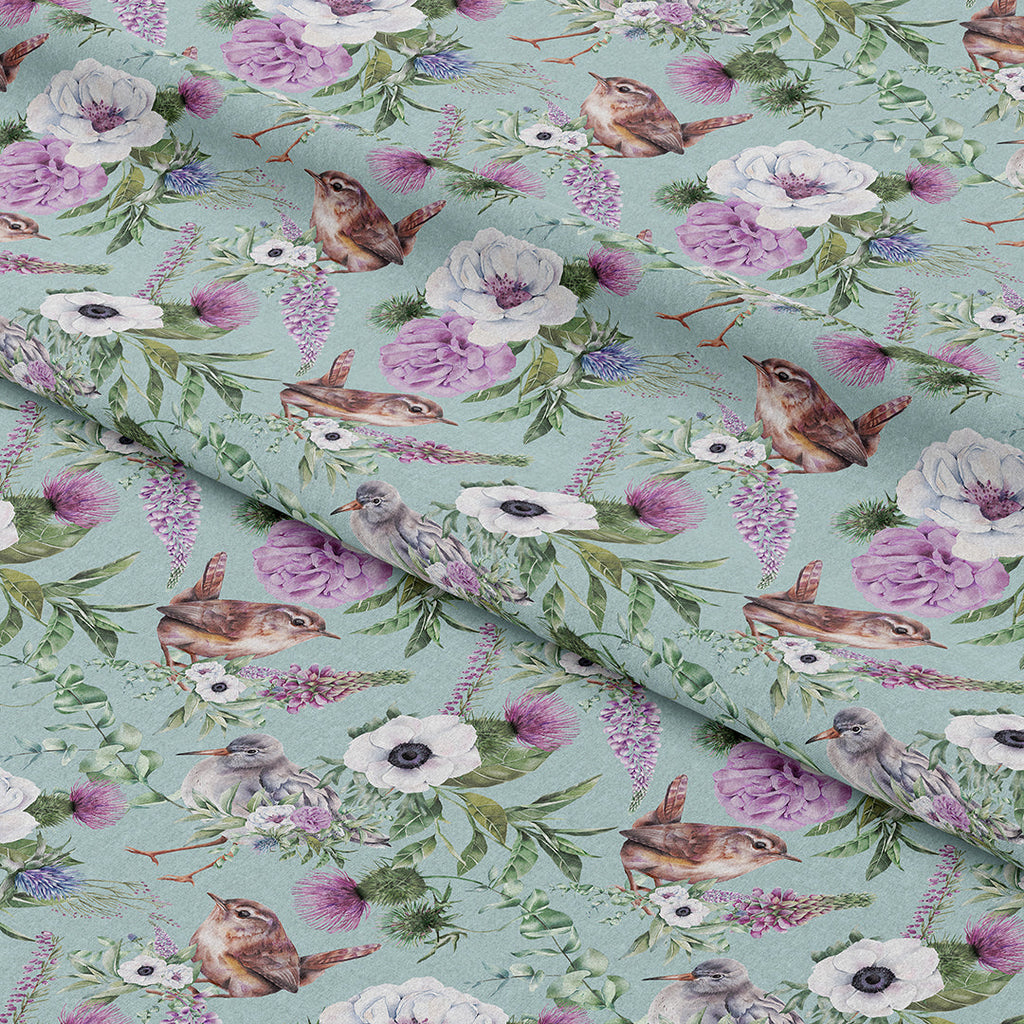 Bird & Floral Blue Fabric
