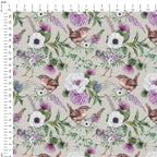 Bird & Floral Grey Fabric