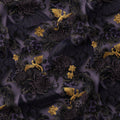 Black Floral Dragons Fabric