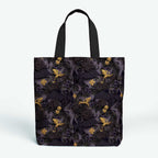 Black Floral Dragons Fabric