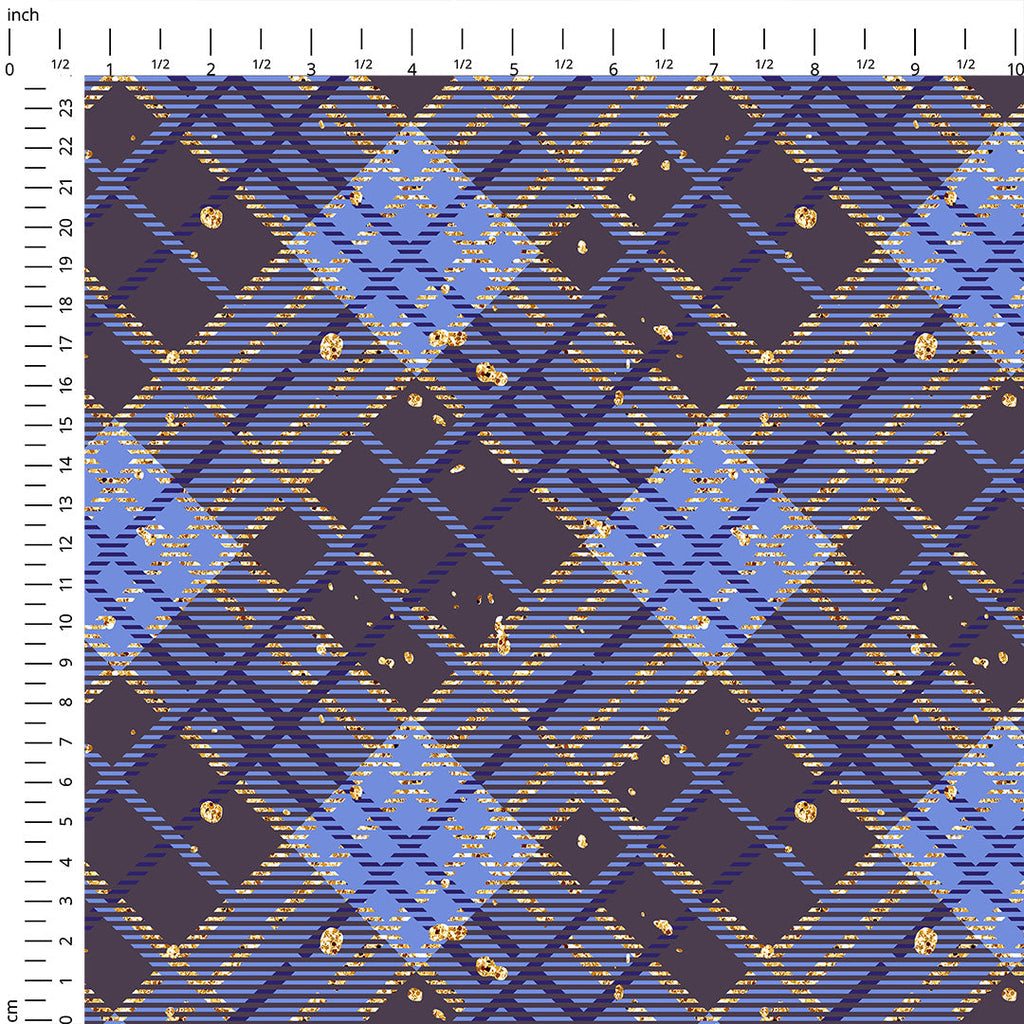 Blue Glitter Plaid Fabric 1455