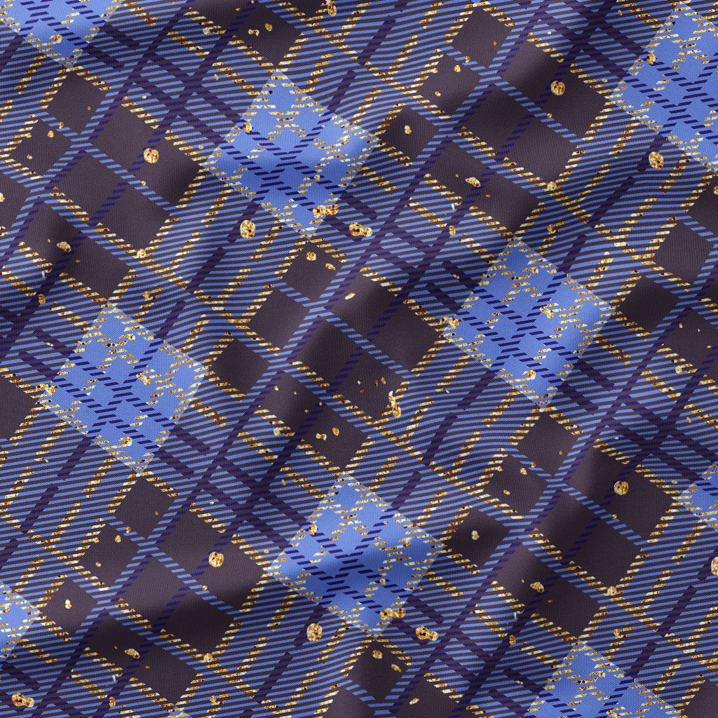 Blue Glitter Plaid Fabric 1455