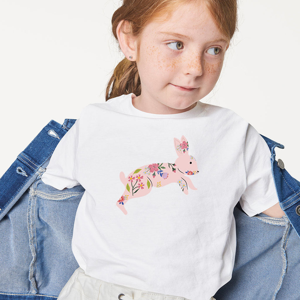 Floral Spring Bunny Iron on Fabric Heat Transfer DTF-120
