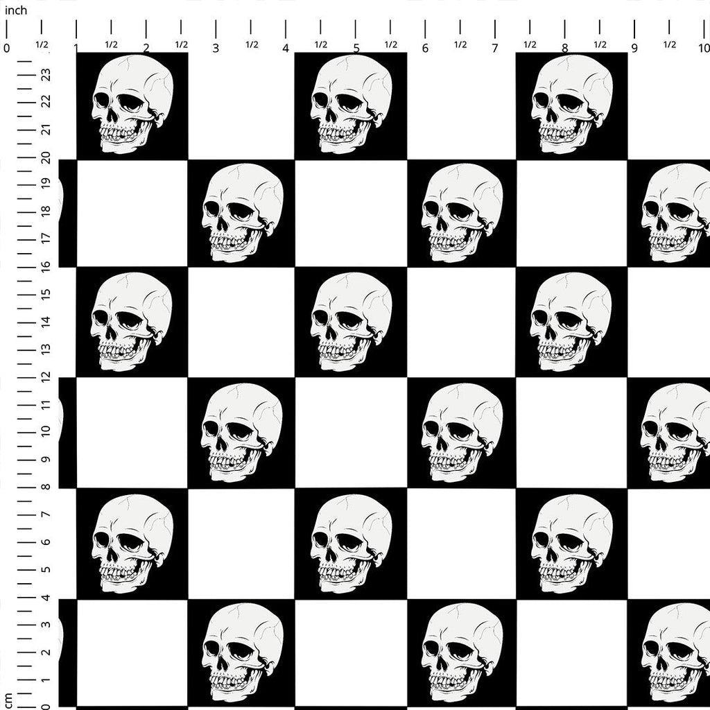 Checkered Skulls Fabric
