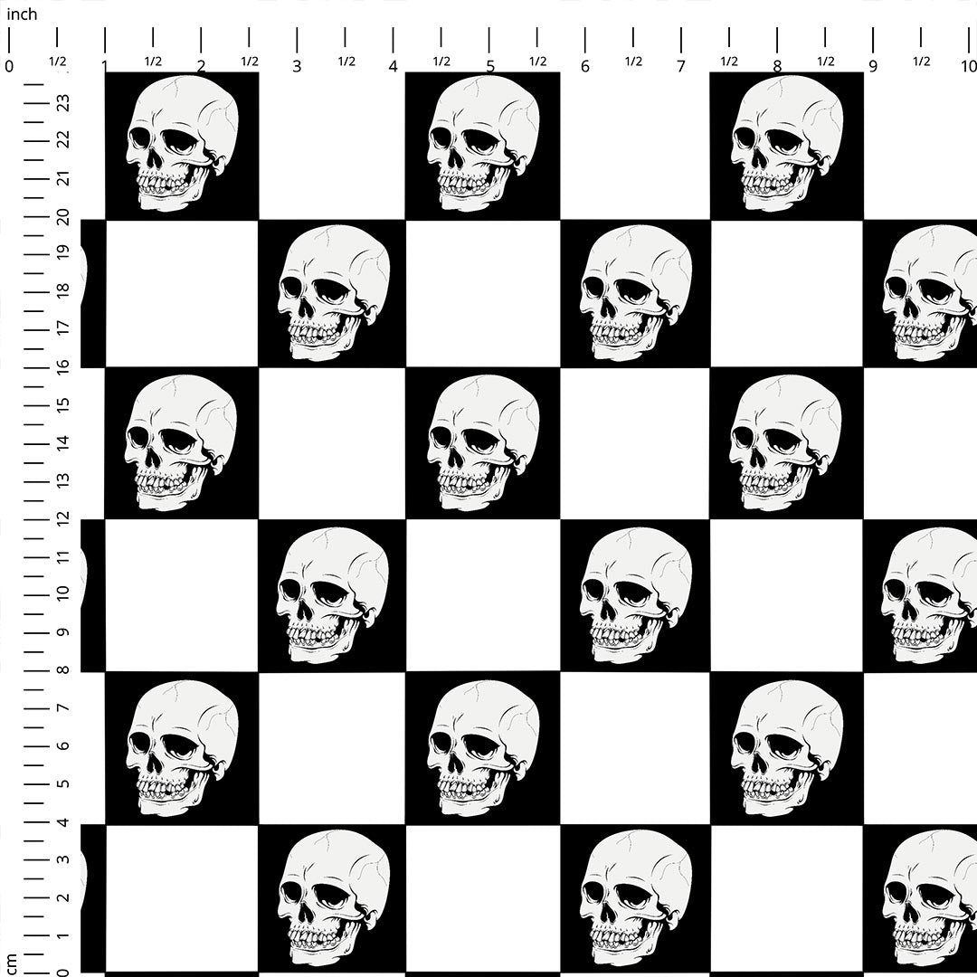 Checkered Skulls Fabric