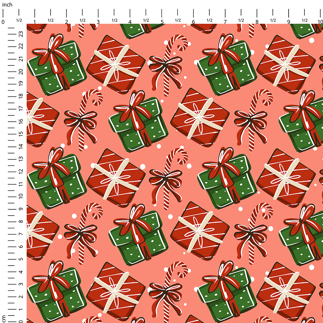 Christmas Gifts Peachy Fabric