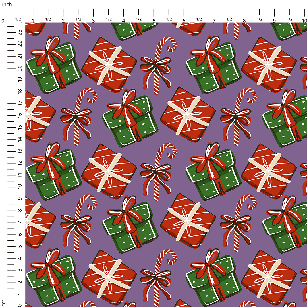 Christmas Gifts Purple Fabric