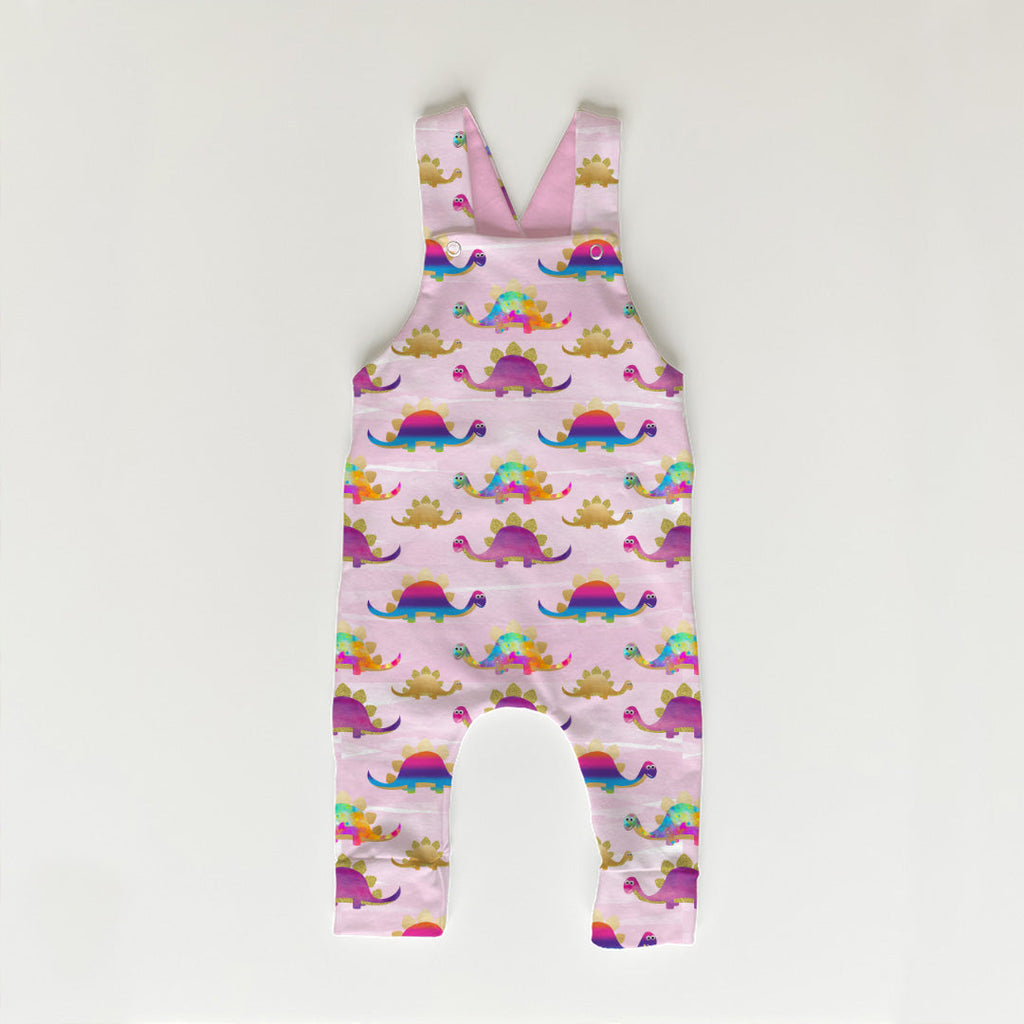 Colourful Dinosaurs Pink Fabric