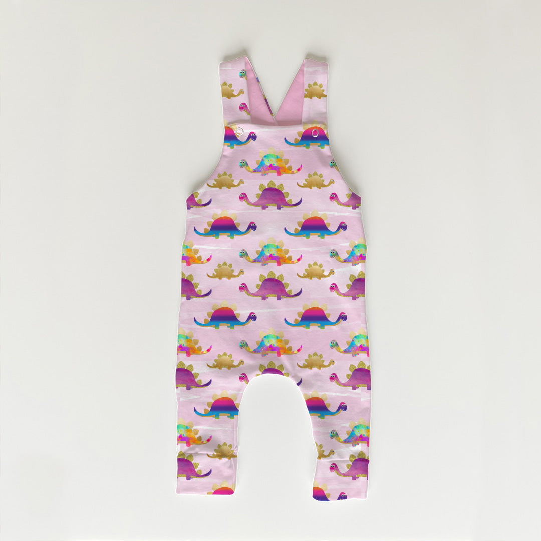 Colourful Dinosaurs Pink Fabric