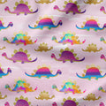 Colourful Dinosaurs Pink Fabric