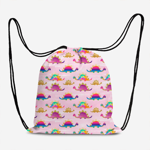 Colourful Dinosaurs Pink Fabric