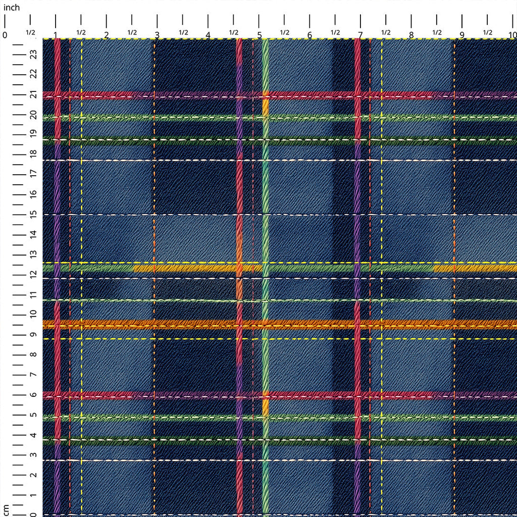 Denim Colourful Plaid Fabric 1467