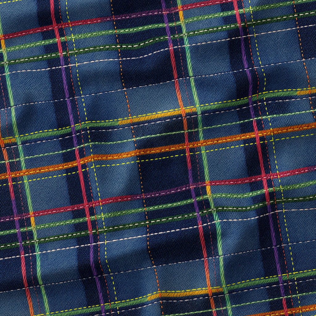 Denim Colourful Plaid Fabric 1467
